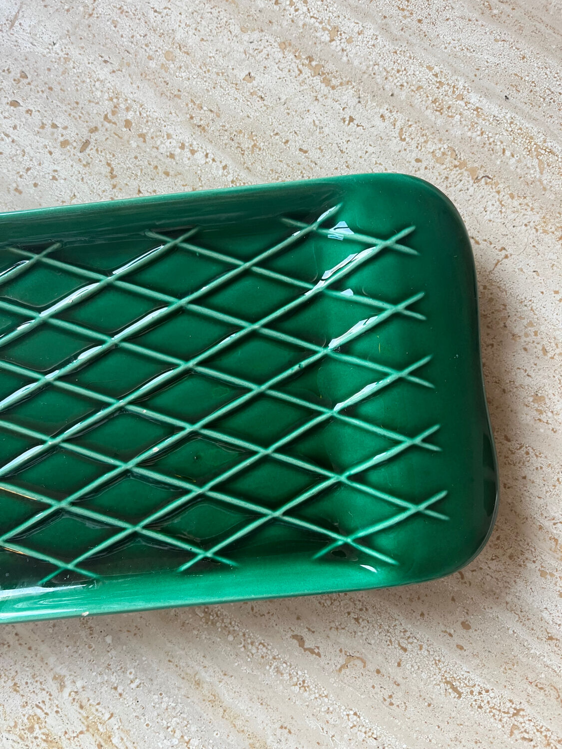 Vintage dark green ceramic plate