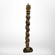 Colonne en bois sculpté avec décor de raisin, France 1900s