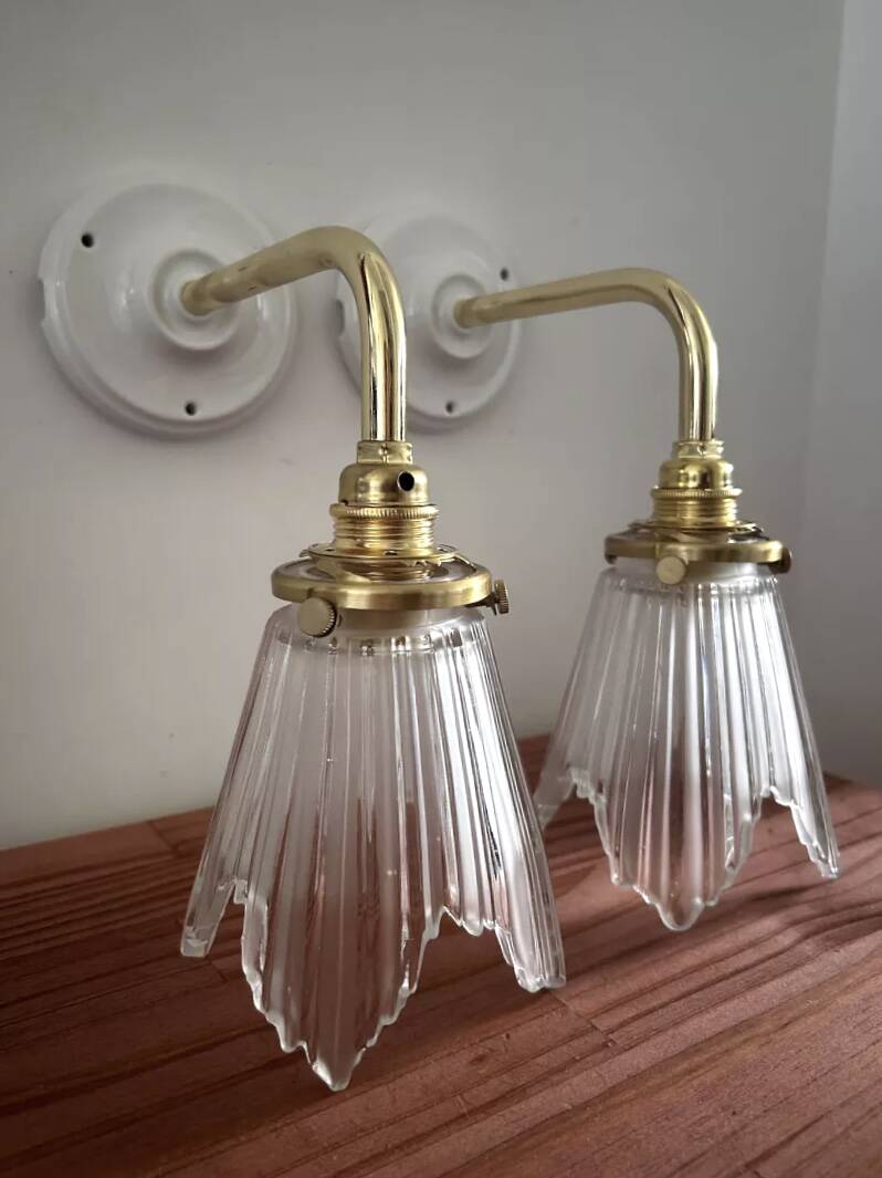 Pair of Art Deco glass wall sconces