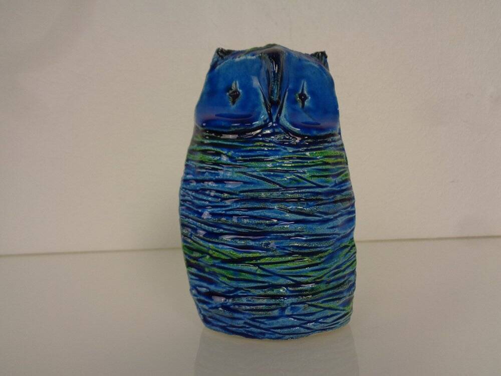 Ceramic Rimini Blu Owl by Aldo Londi for Bitossi, 1960s