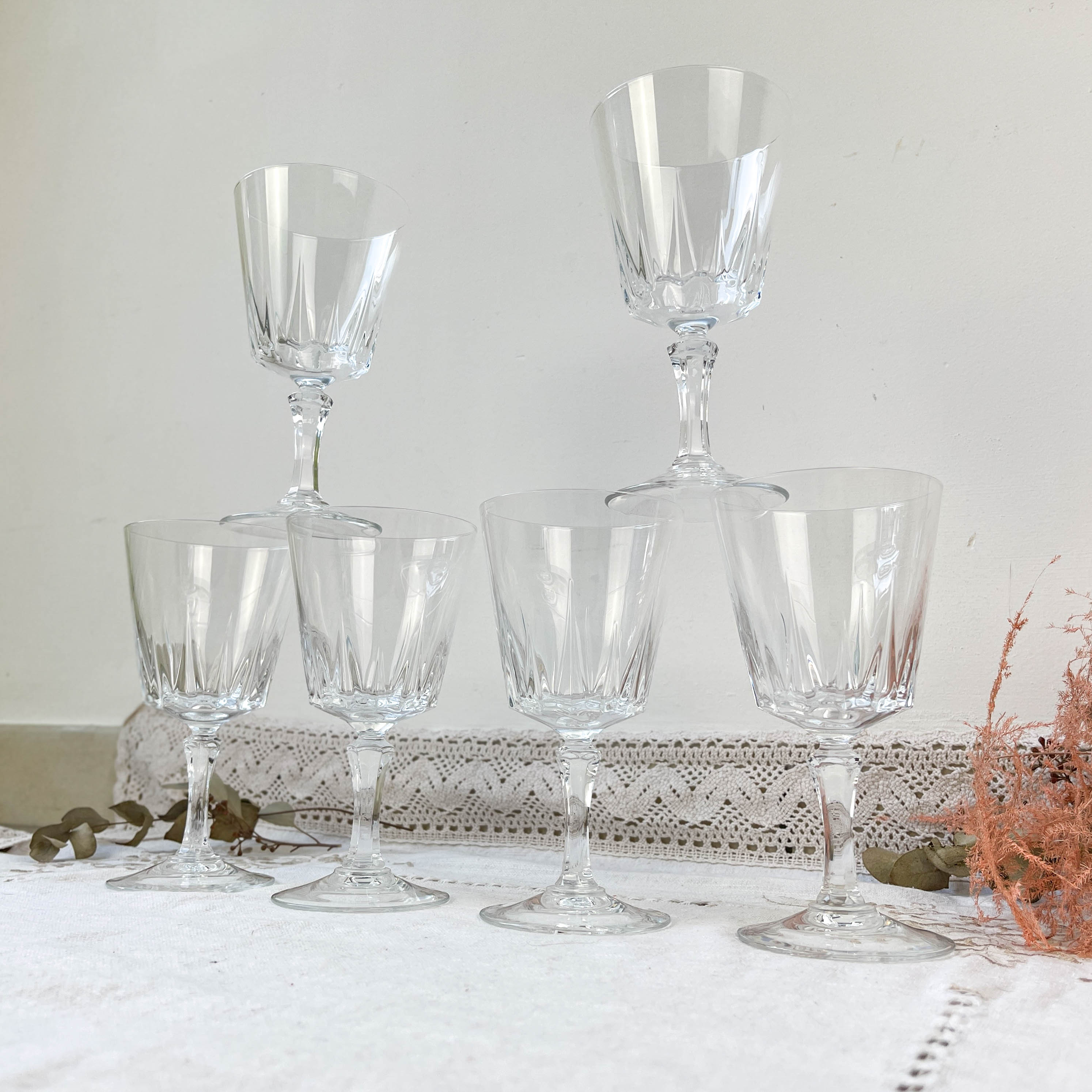 6 Cristal D'Arques water glasses model "VERSAILLES"