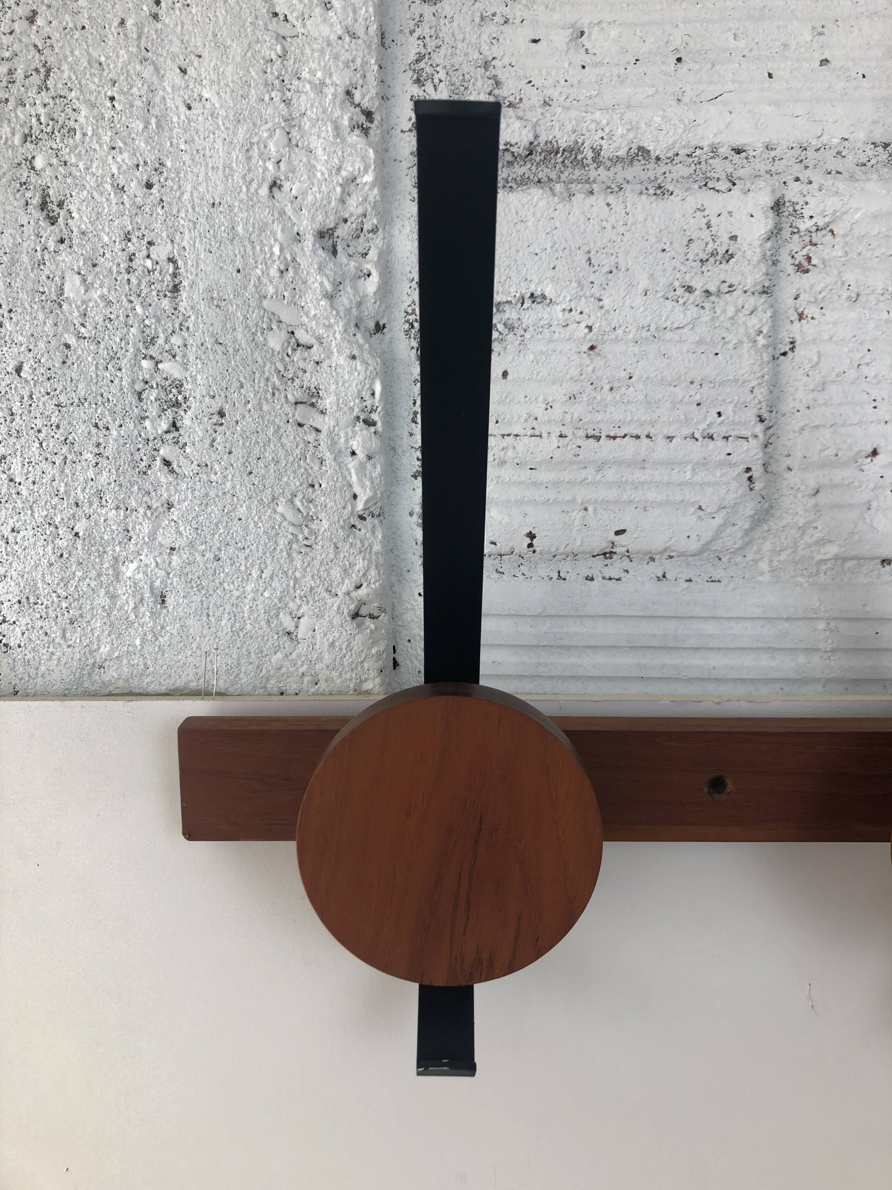 Teak and metal hooks