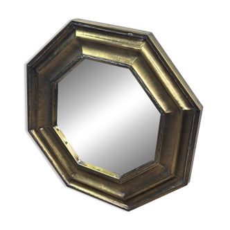 Vintage 1960s octagonal brass and pewter mirror