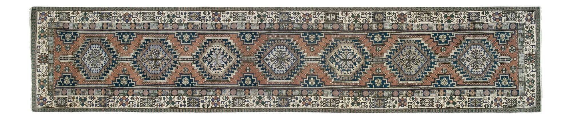 Vintage Turkish hallway rug 80x386 cm