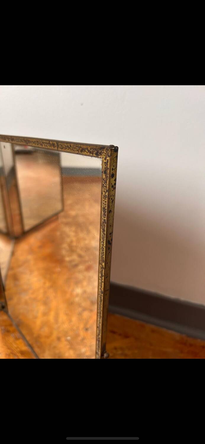 Vintage barber's triptych mirror