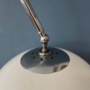 Vintage Guzzini Space Age arc floor lamp with white mushroom shade and marble base