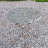 Florent Lasbleiz vintage coffee table in glass and metal