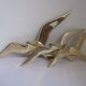 Wall Decoration Set 3 X Seagull / Swallow / Bird. Brass 70 / 80s