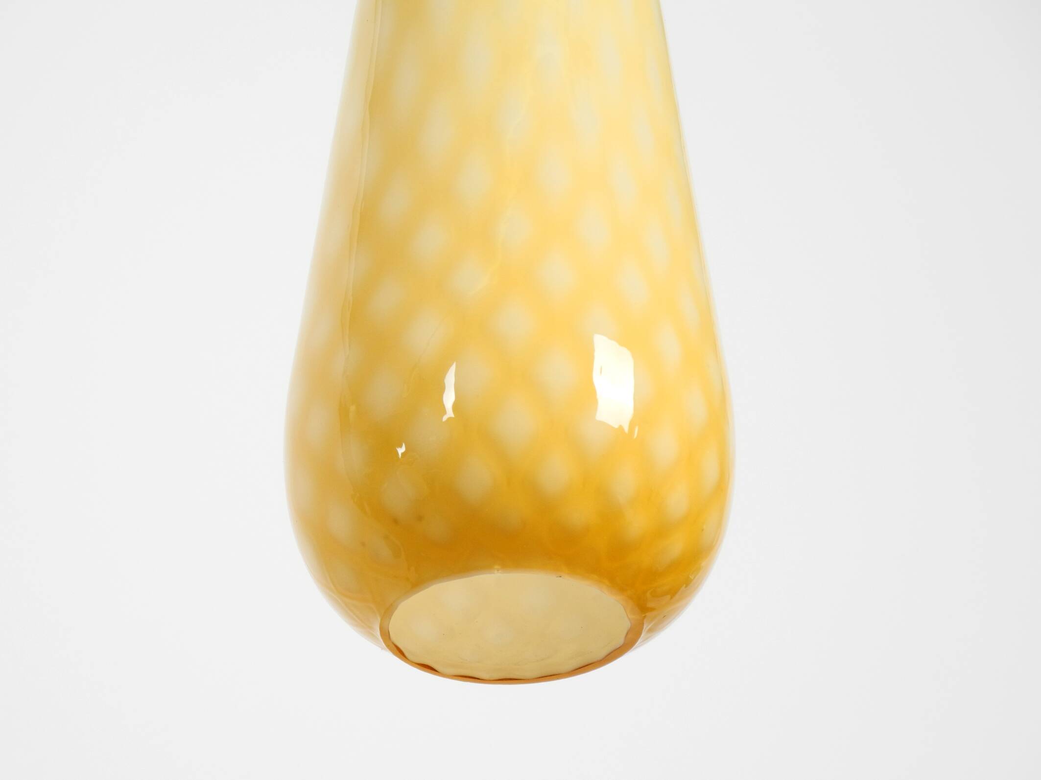 Beautiful yellow & white italian Mid Century Murano glass pendant lamp