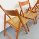 Set of 4 vintage folding chairs from Habitat made of beech wood and caning.