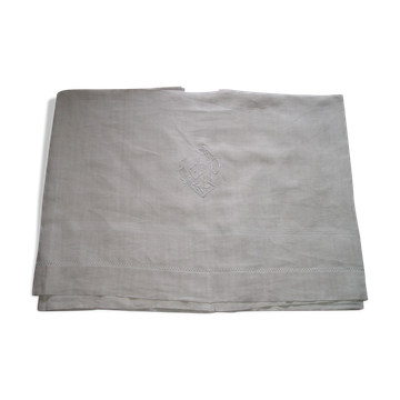 Drap ancien à 2 rangées de jours avec retours
