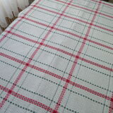 Nappe vintage et 8 serviettes en coton et lin  genre "linge basque" 1.33 x 1.76 m