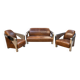 Lot de 3 éléments Stacyville, cuir et inox, 2 fauteuils et un sofa