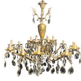 Lustre Napoléon III bronze laiton cristal 18 feux fin XIXème