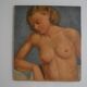 Old painting portrait nude woman oil on panel