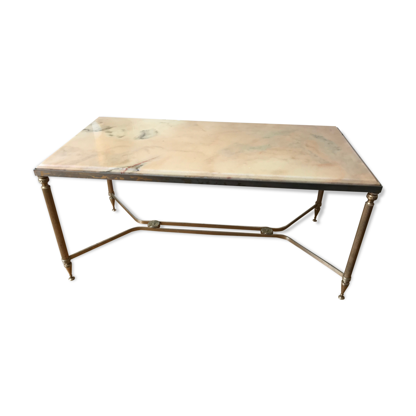 Brass and marble coffee table
