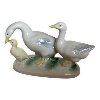 Trio of ceramic geese