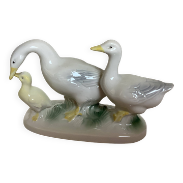 Trio of ceramic geese