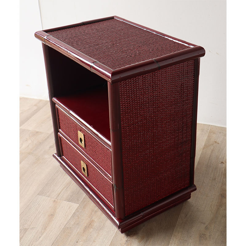 Vintage Dal Vera bedside table in bamboo and wicker, 1970