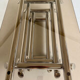 Space coffee table from the 70s, tubular metal and glass, Italian design