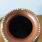 Pair of Primavera vases in blue ceramic with plant decoration 1920-1930