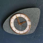 Horloge formica vintage pendule murale silencieuse asymétrique "Vert doré ronds"