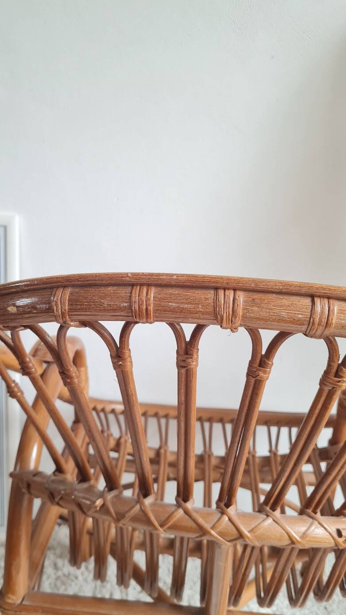 Paire de fauteuils en rotin vintage circa années 70