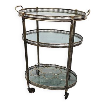 Vintage French Brass Serving Trolley, 1960s