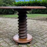 Pedestal table oak screw vintage press