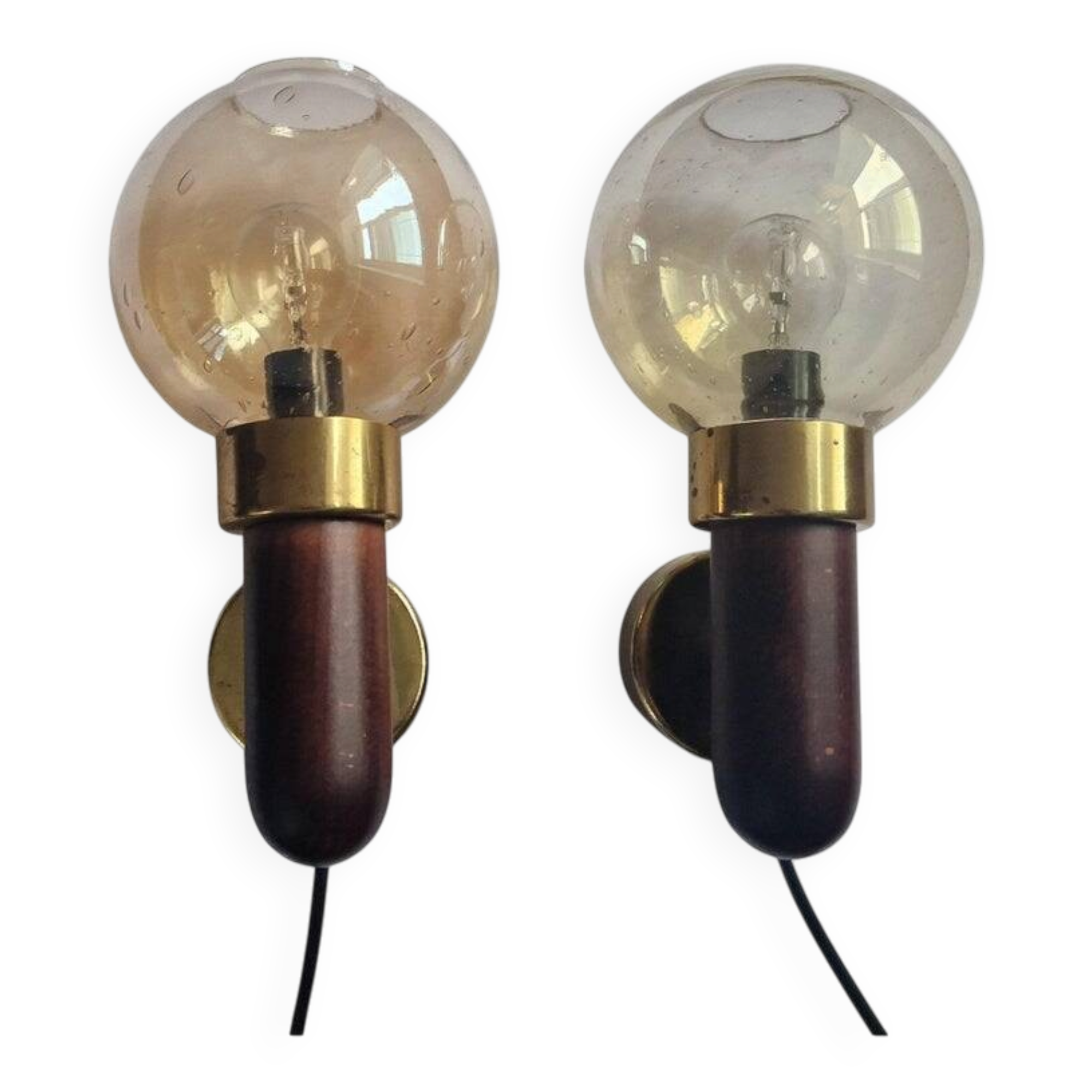 Set of Two Midcentury Wall Lamps, Denmark, 1970s