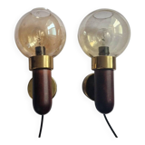 Set of Two Midcentury Wall Lamps, Denmark, 1970s