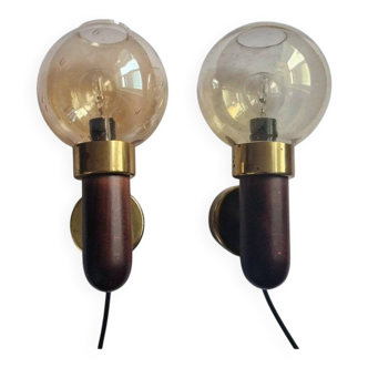 Set of Two Midcentury Wall Lamps, Denmark, 1970s