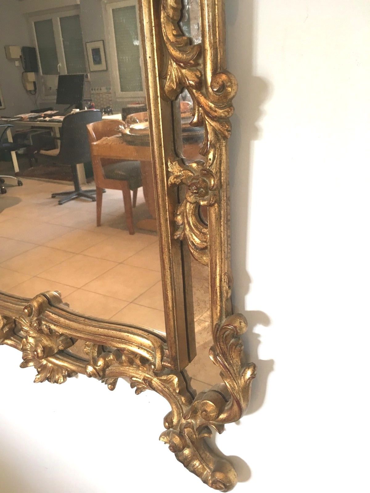 Gilded wooden rockery mirror XX century 140x83cm