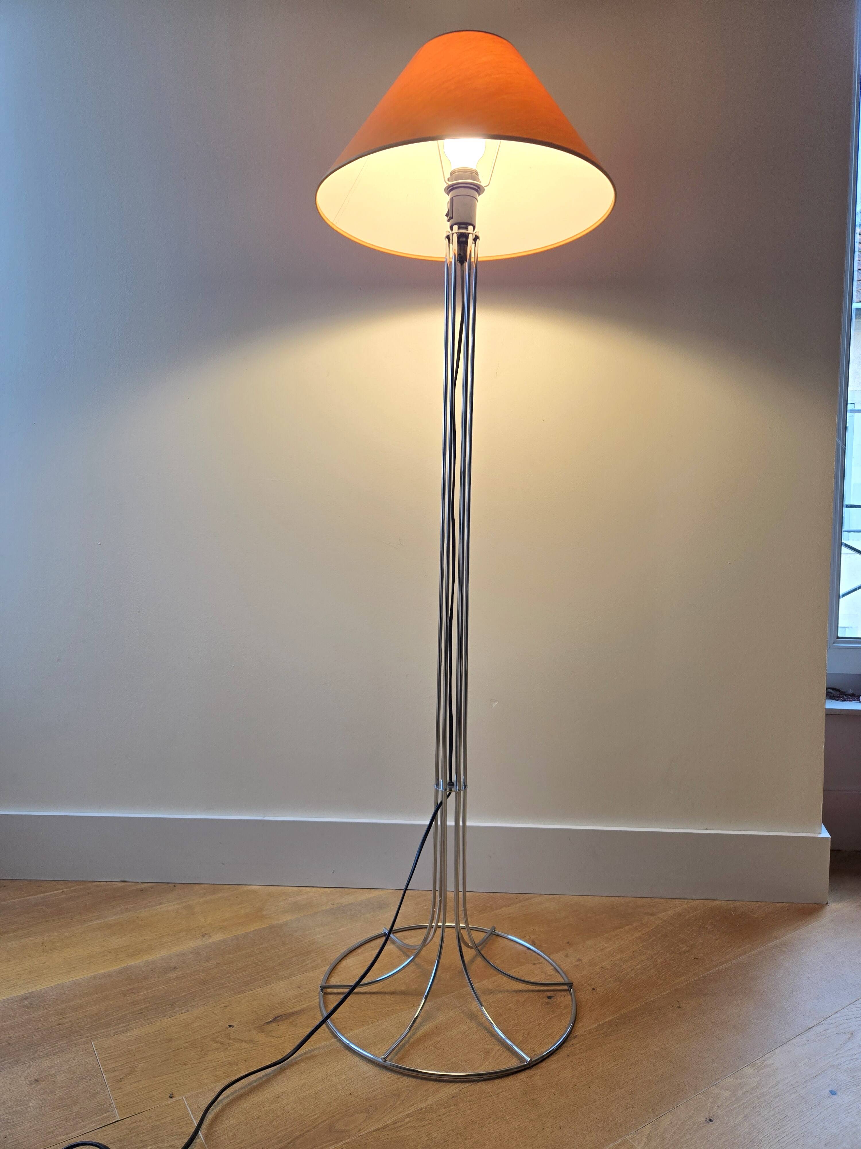 Ikea chrome metal floor lamp DLG Verner Panton - vintage 1980s lamp