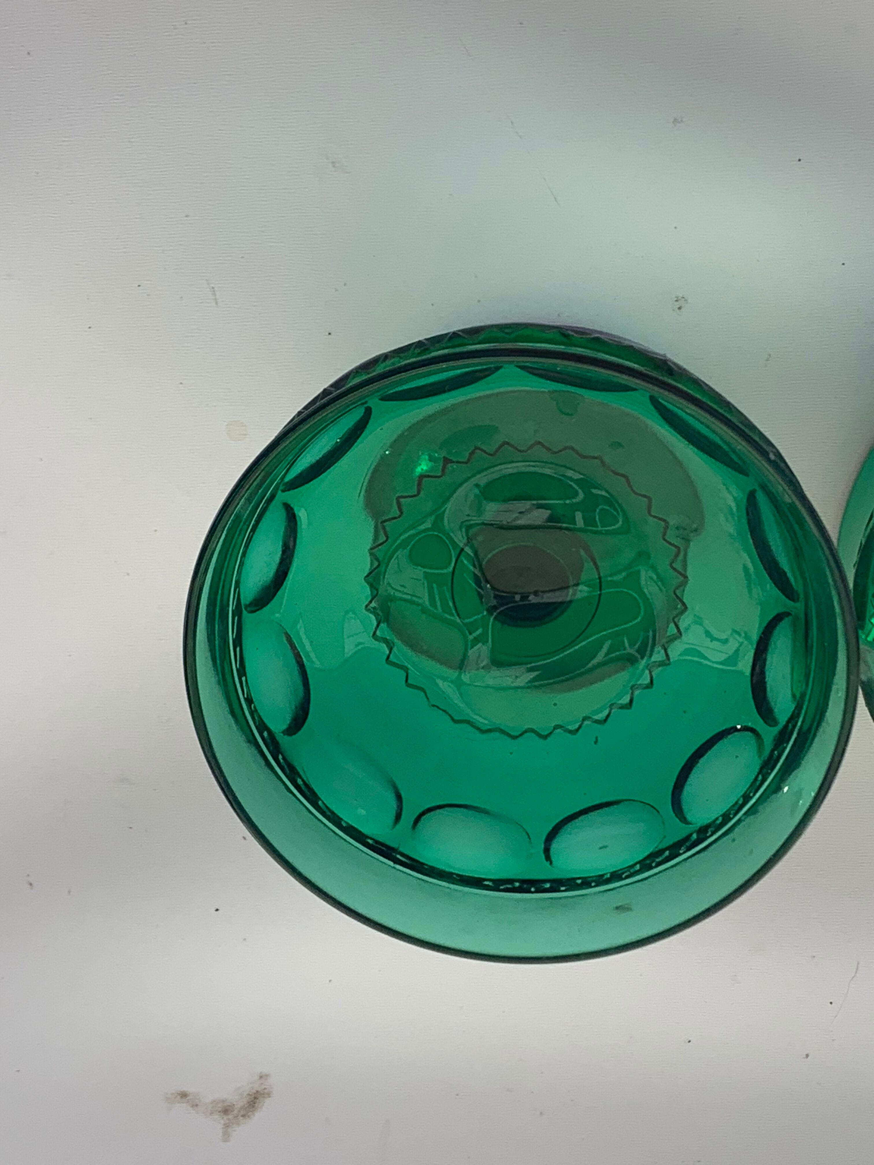 5 cups, vintage green glass verrines