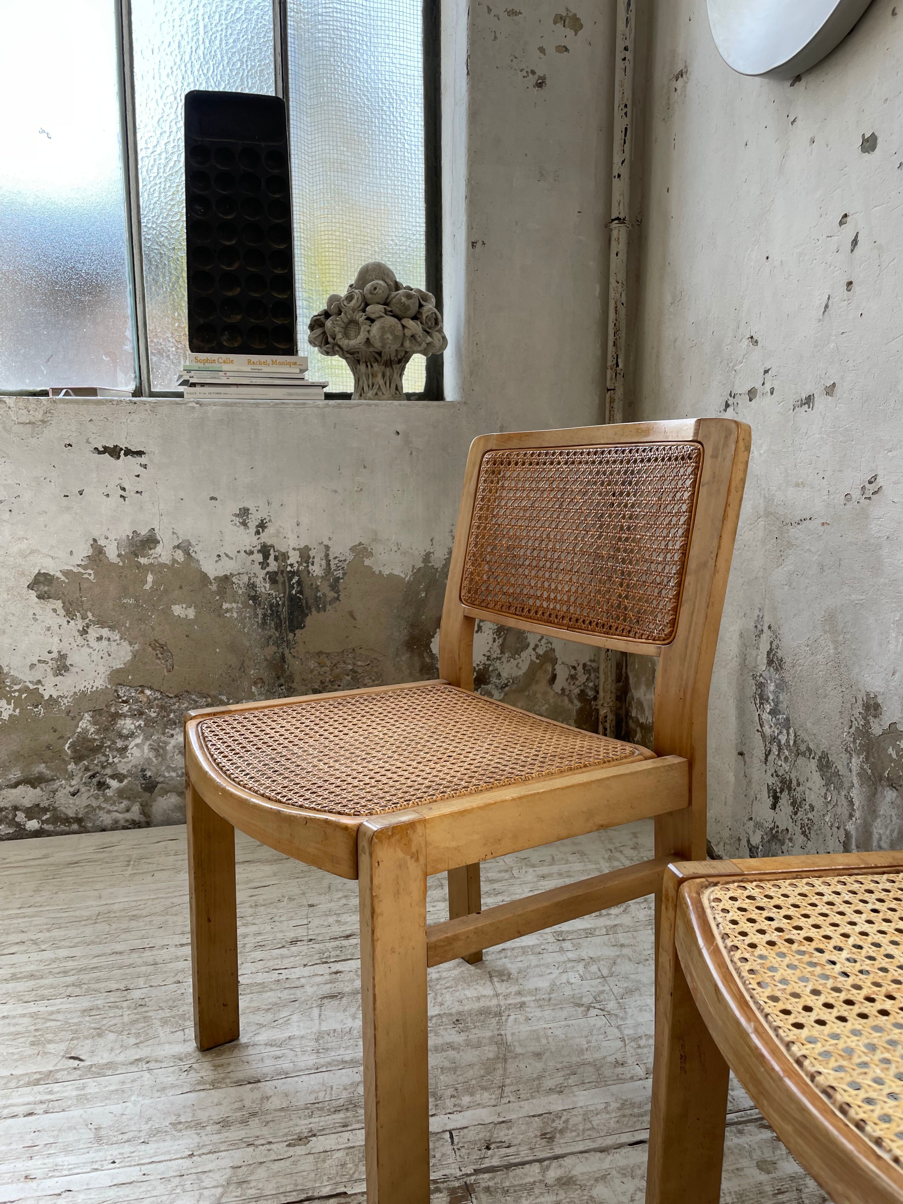 Pair of Baumann chairs beech and cannage