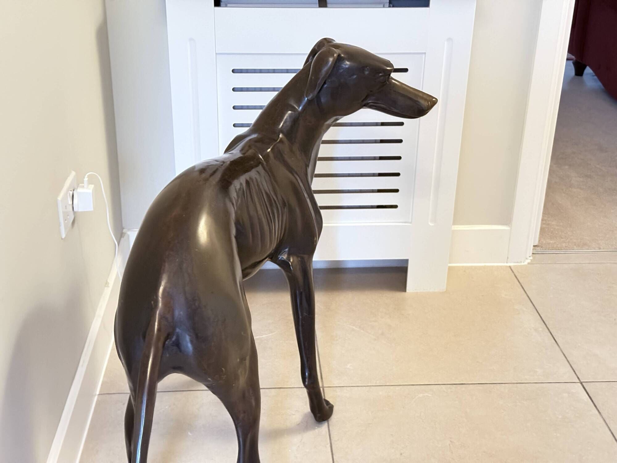 Monumental Bronze Statue of an Italian Greyhound / Whippet – Large Antique Sculpture Representing a Dog