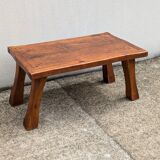 Brutalist solid wood coffee table, vintage