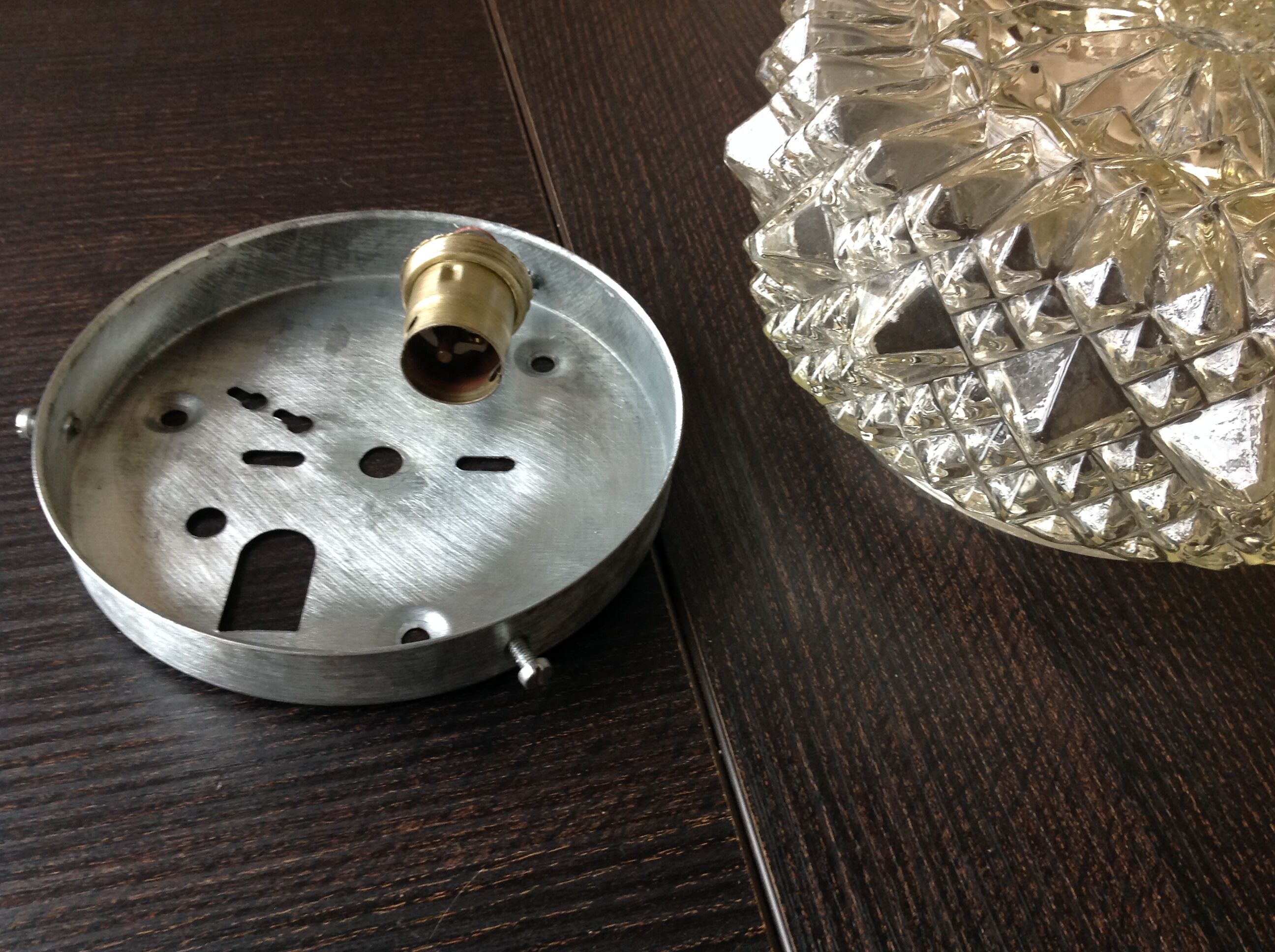 Round ceiling lamp diamond tips vintage 60s-70s