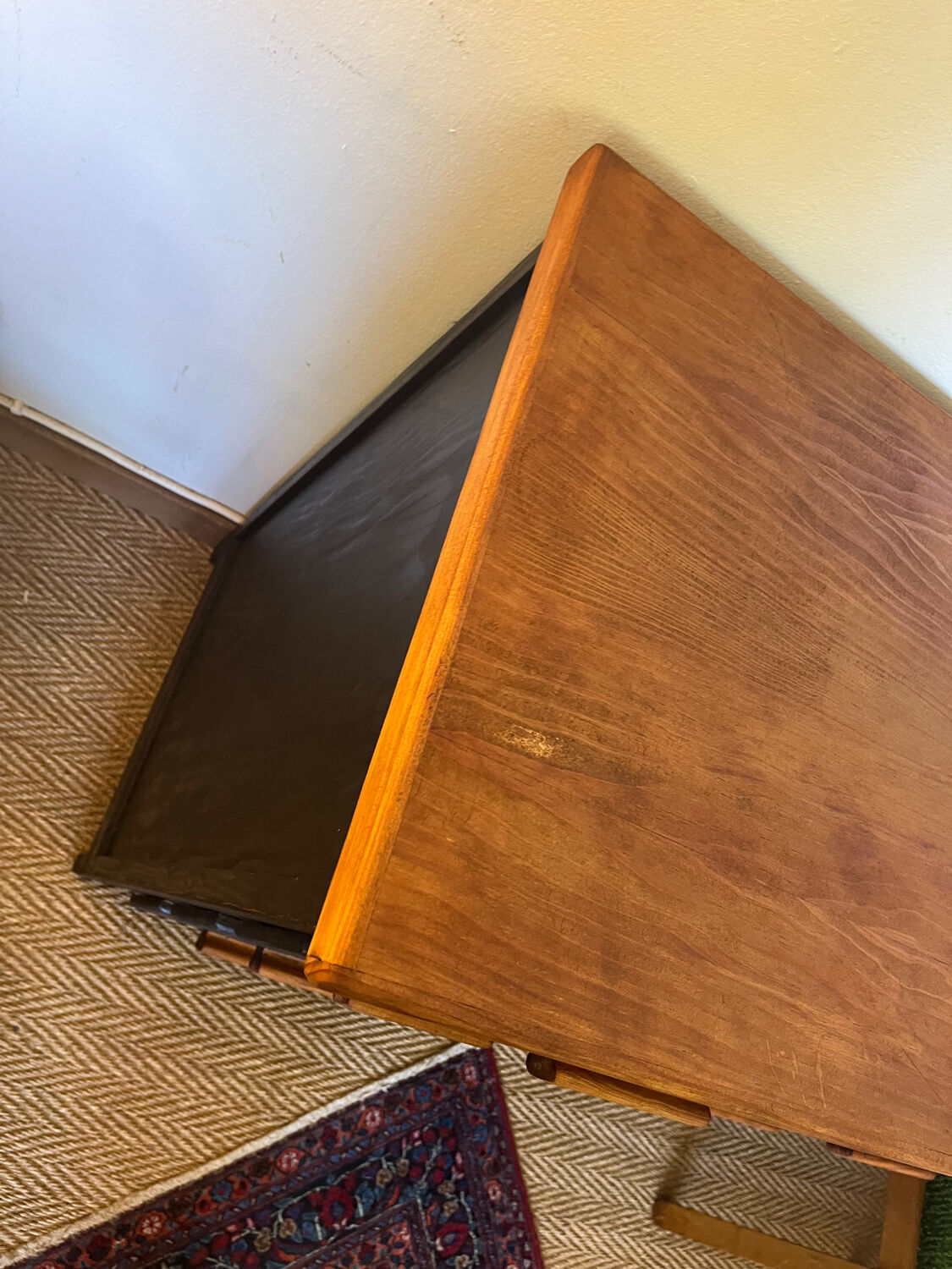 Vintage patinated black craft furniture style chest of drawers