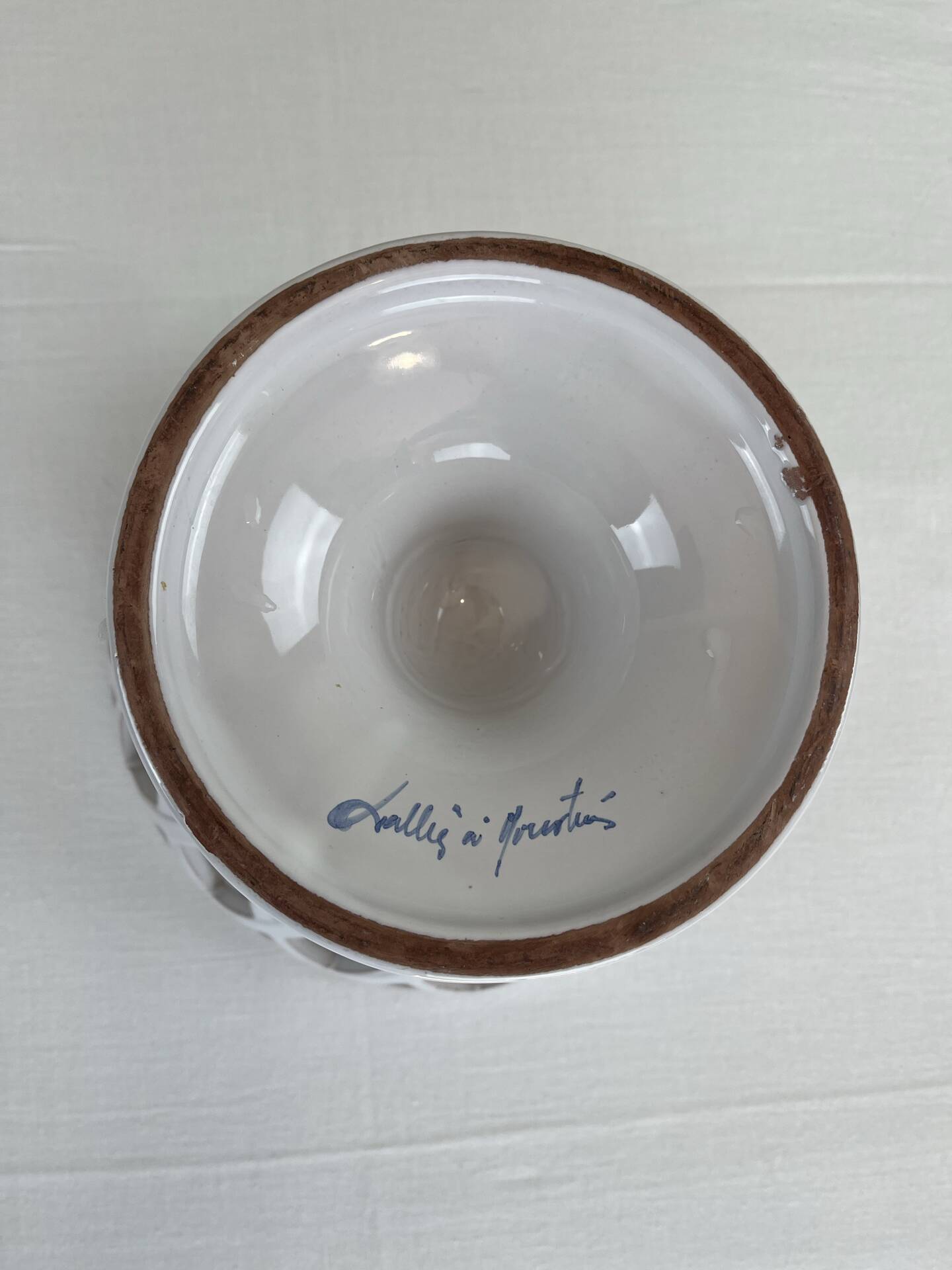 Openwork fruit bowl signed Lallier from Moustier
