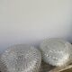 Pair of transparent round glass wall lights