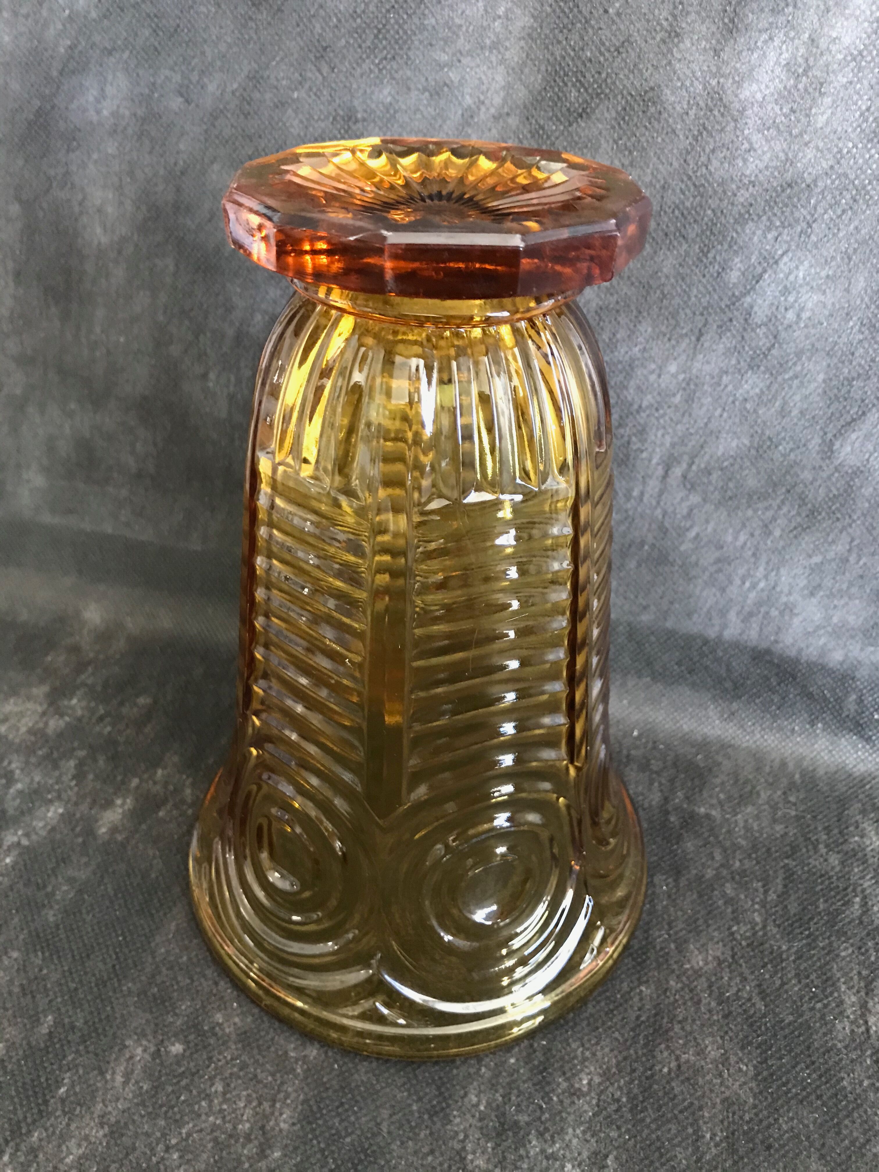 2 moulded pressed glass vases