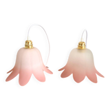 Set of 2 vintage pink tulip pendant lights
