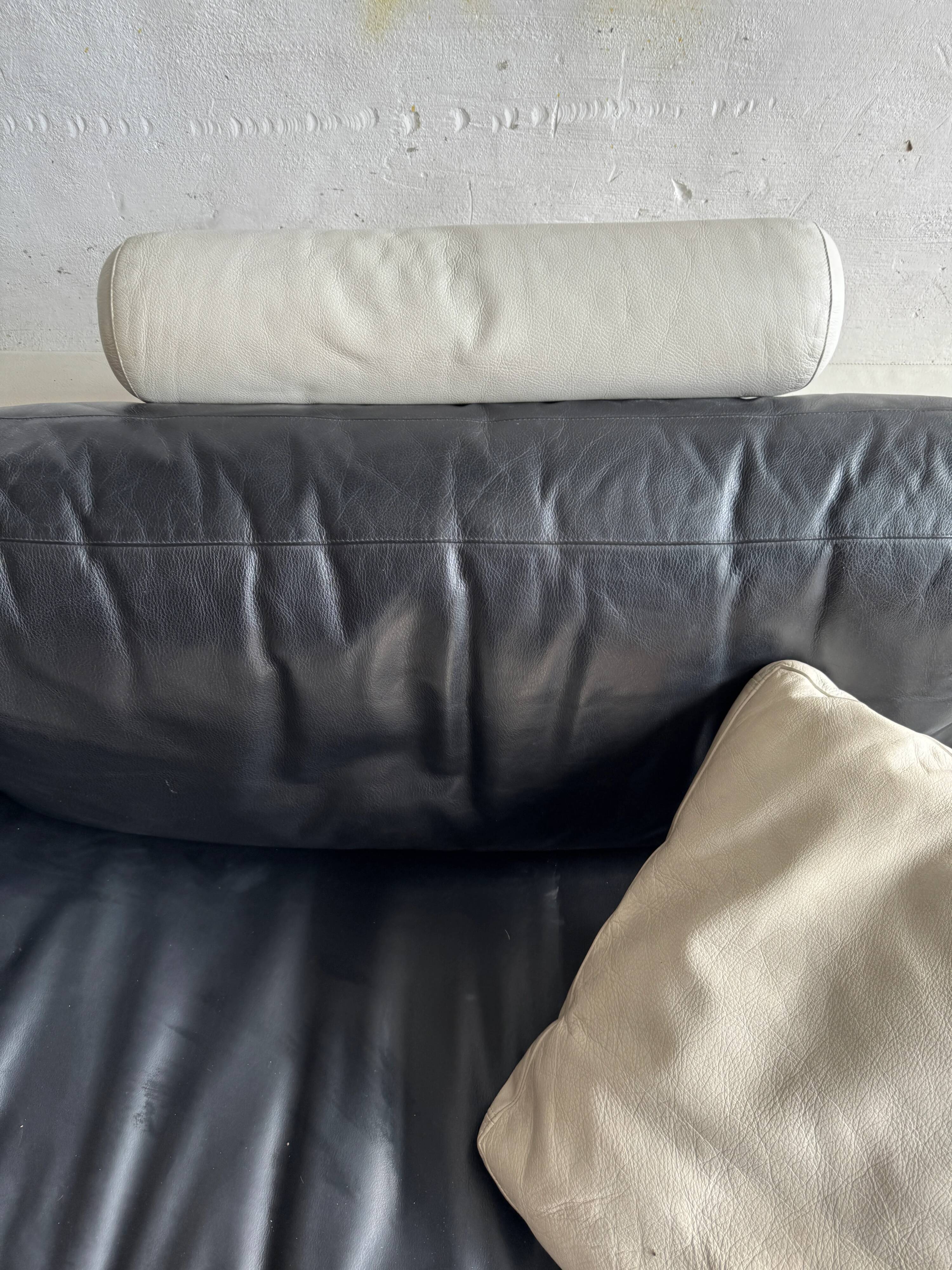 BnB Italia black and white leather sofa – 2-seater module