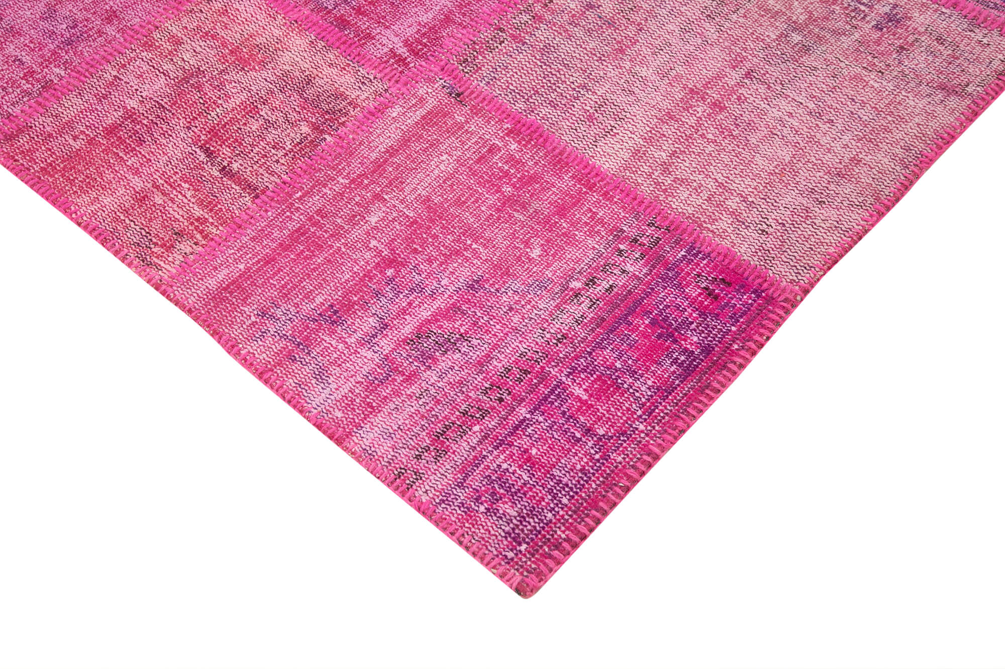 Handwoven oriental vintage 206 cm x 304 cm pink patchwork rug