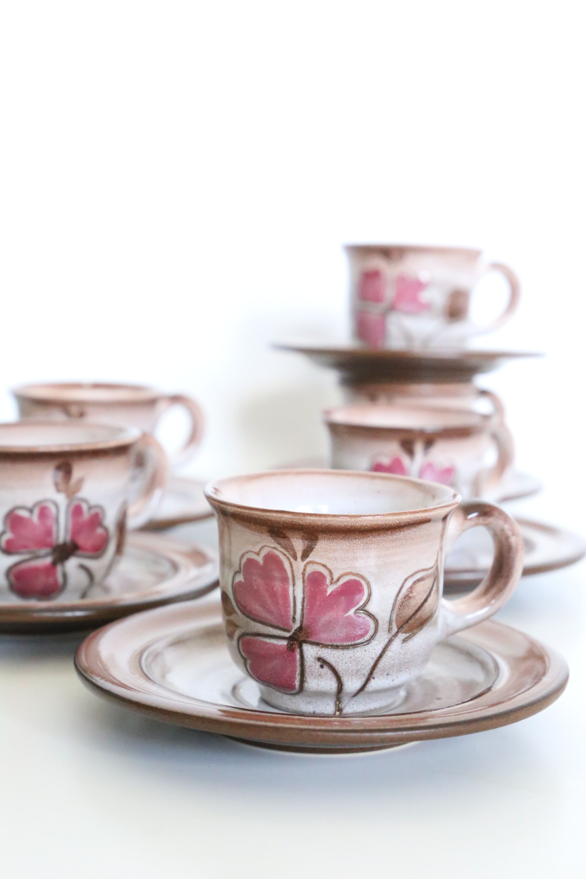 Set de 6 tasses et sous tasses Niderviller, vintage