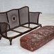 1950s, Danish 3-seater sofa, salmon/pink velour, furniture mesh.