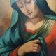 huile sur toile ancienne représentant la Vierge en deuil - époque baroque