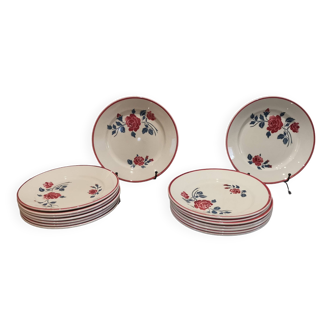 8 Anciennes assiettes plates modèle "Rosador" Badonviller